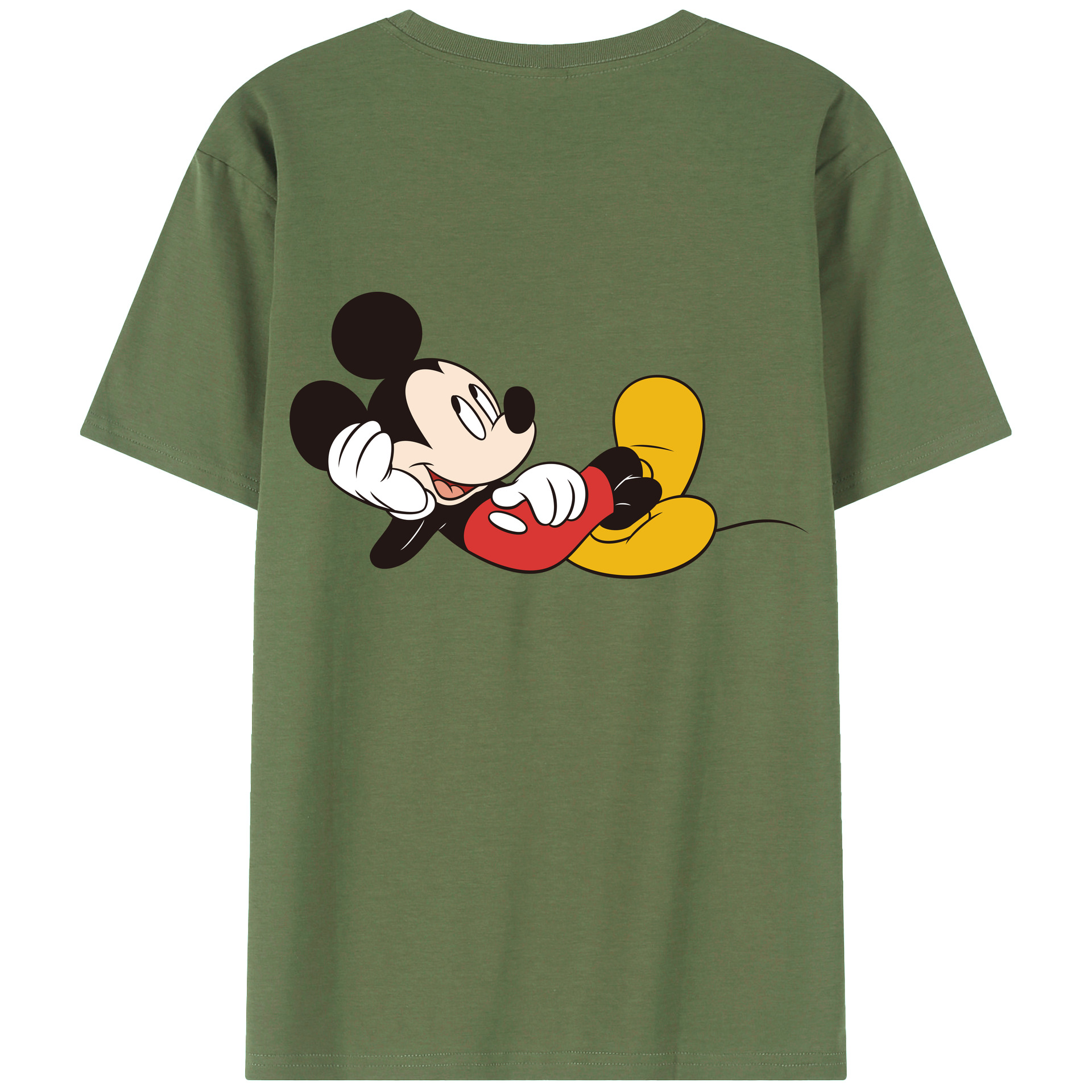 ミッキーマウス Mickey Mouse 綿100％ メンズ半袖Tシャツ（バックプリント） 通気性